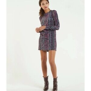 Marie Oliver Women's Multicolor Ruched Long Sleeved Silk Lexi Mini Dress Size XS